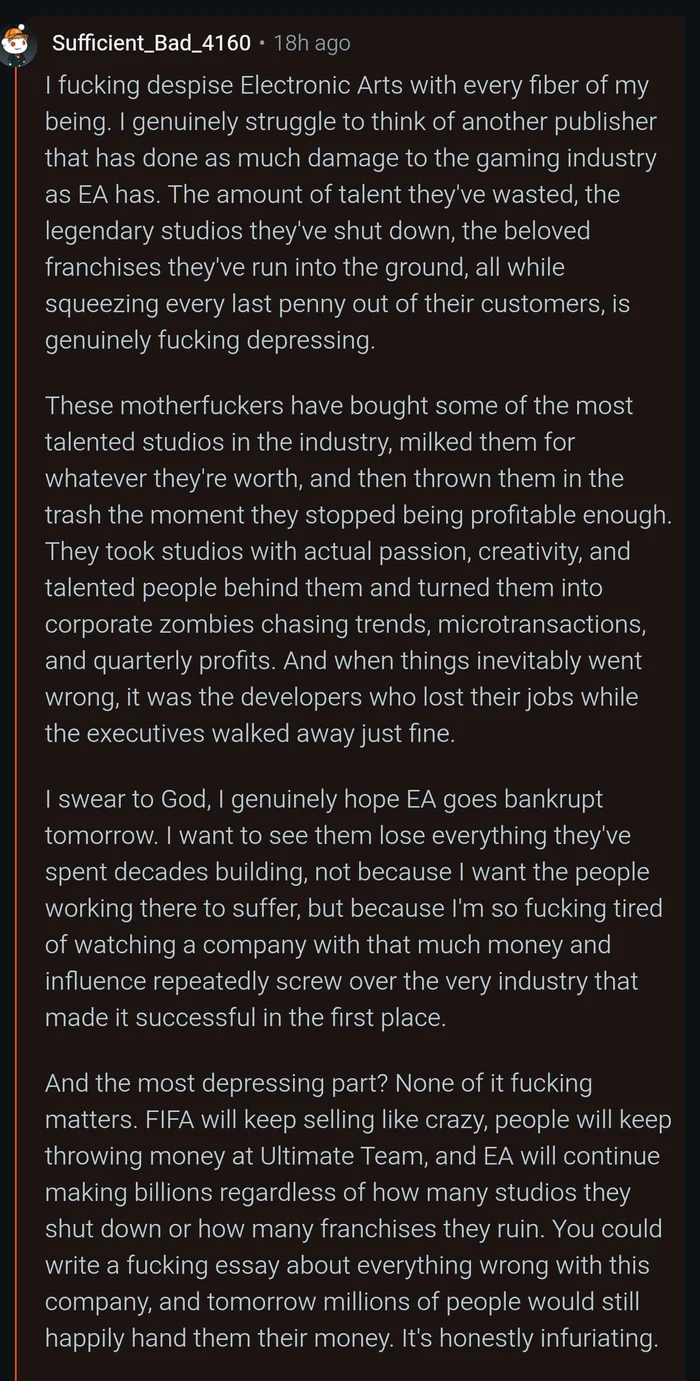 EA - Destroying gaming industry and ending franchises since 2000s. You want a potato at the bottom? It would be 14.99$