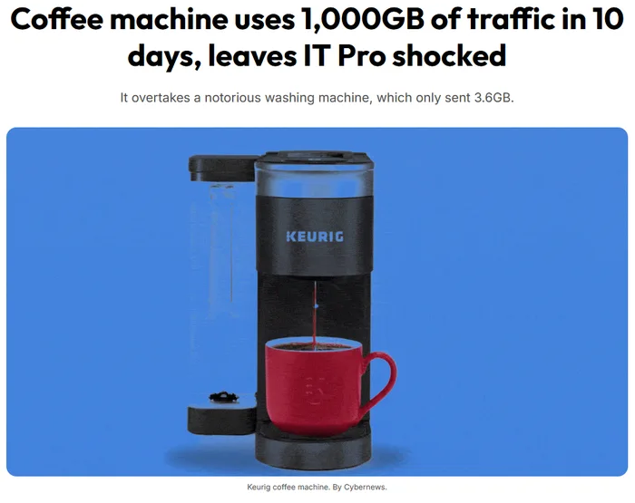 Smart Coffee Machine Consumes 1,000GB of Data in Just 10 Days