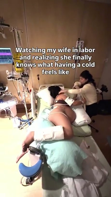 Husband Films Wife During Labor for Social Media Content