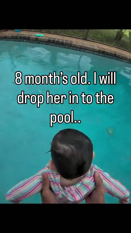 Infant Demonstrates Swimming and Floating Skills in Pool