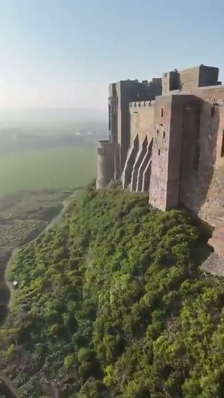 Aerial View of the Historic Bamburgh Castle in England