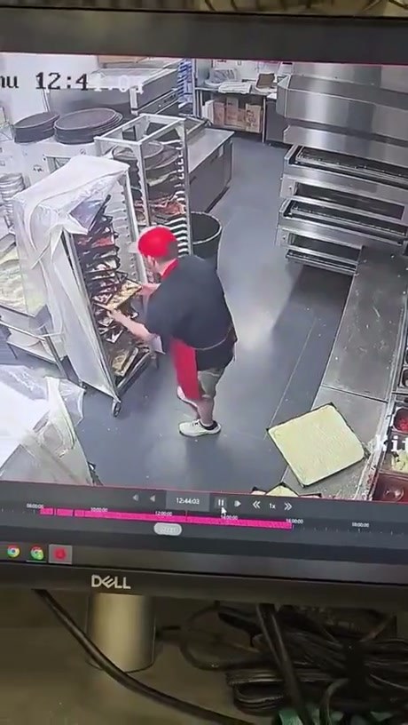Kitchen Rack Fails and Pizza Hits the Floor