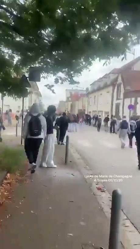 Police Interaction Outside Lycée Marie de Champagne in Troyes