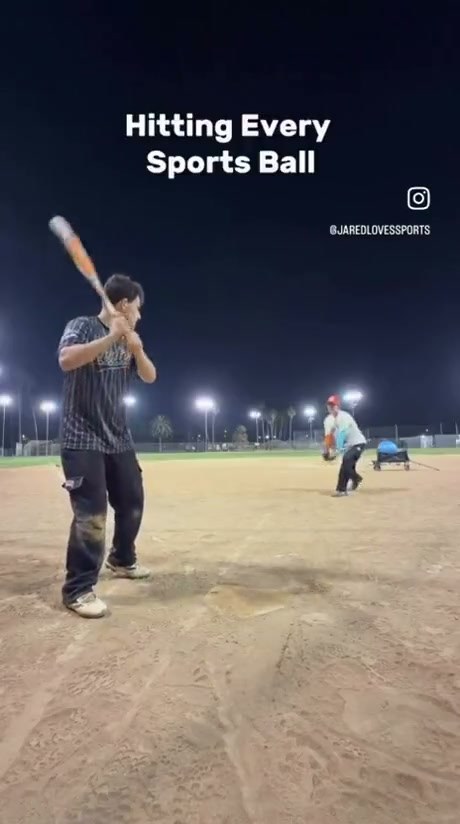 Batter Tests His Swing Against Various Types of Balls