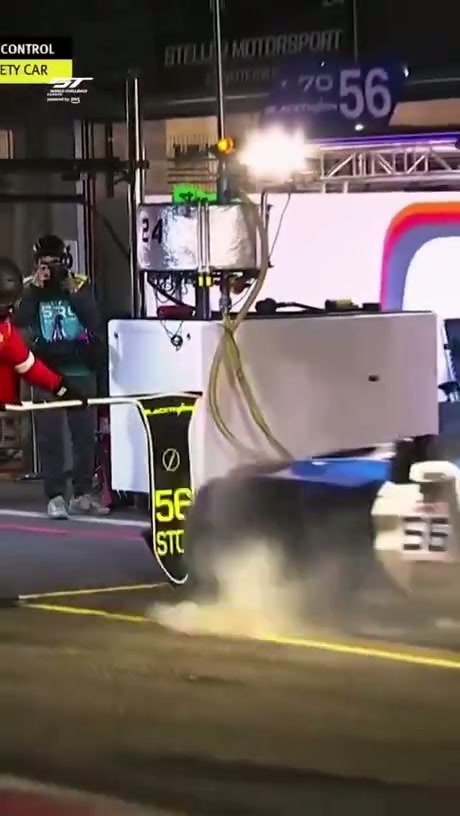 Race Car Pulls Into Pit Stop Missing Its Front Tire