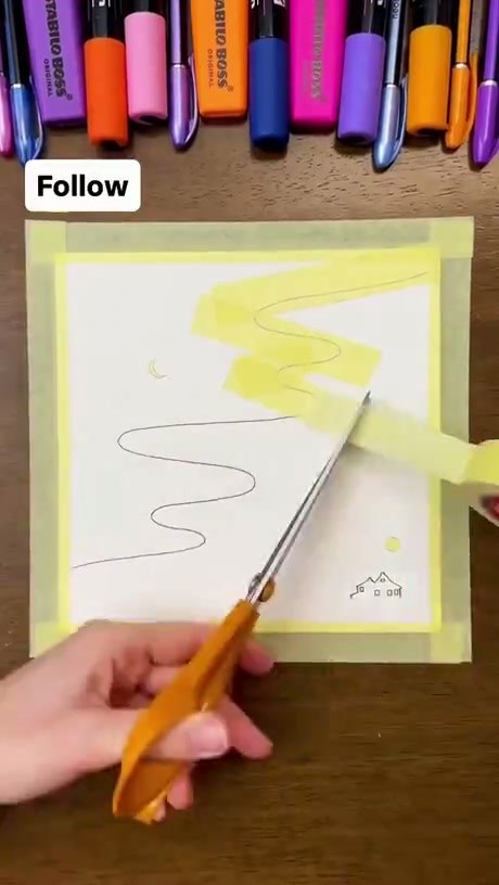 Creating a Gradient Landscape Using Tape and Crayons