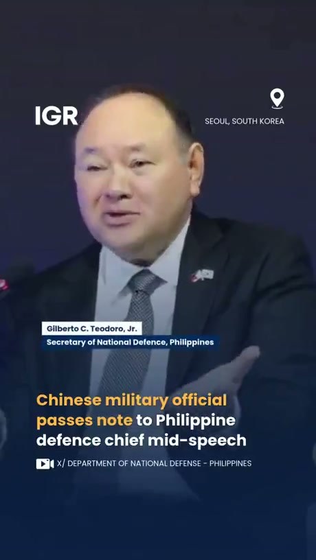 Philippine Defence Chief Addresses Note Passed During Speech